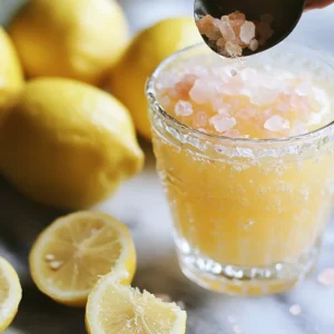 Adding lemon juice and pink salt to the drink