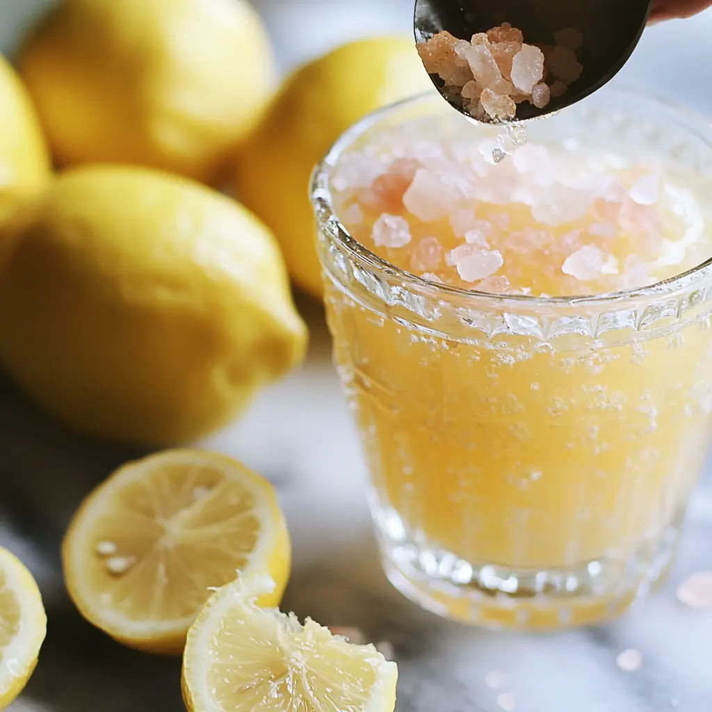 Adding lemon juice and pink salt to the drink